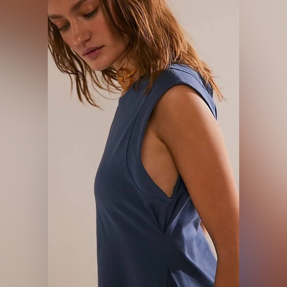 NWOT Free People Beach Navy Blue Simone Midi Cutout Back Dress Sz M - Picture 3 of 8